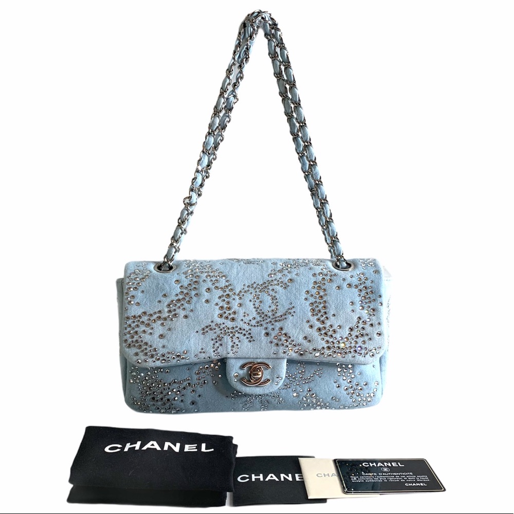 Chanel Denim Classic Flap Swarovski Strass Bag